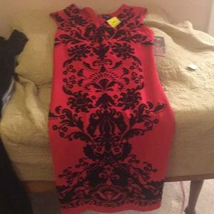 Red Chinese print dress size 4